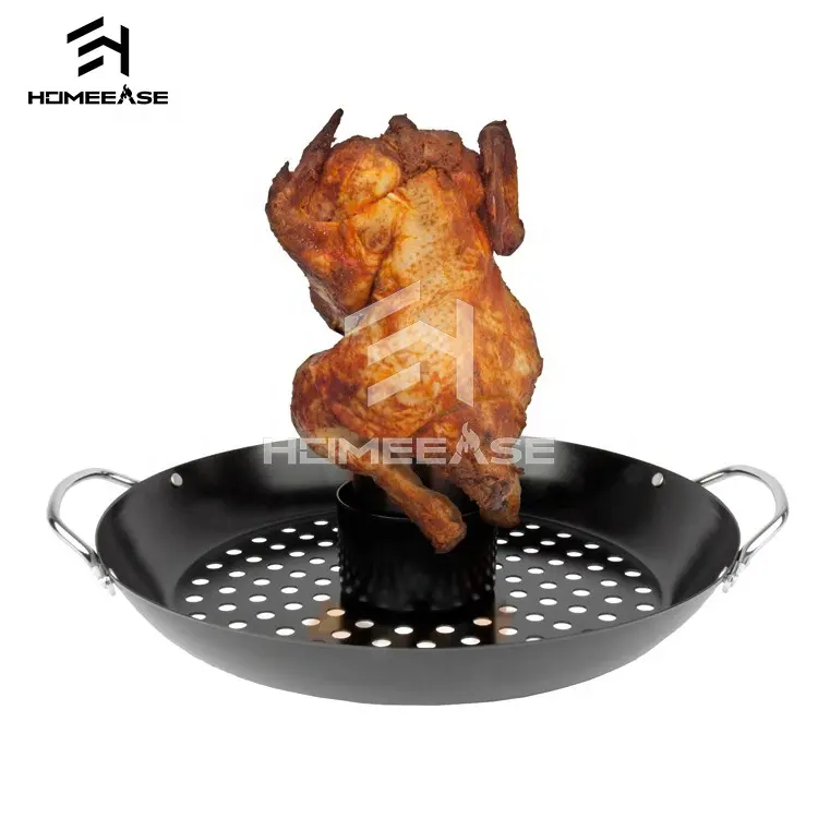 Rôtissoire à poulet antiadhésif en acier inoxydable, panier, de cuisson, avec bière peut Grill et Wok