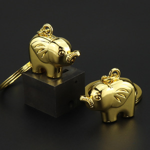 定制批量批发便宜3D迷你金属可爱小金动物大象钥匙圈钥匙扣 - Product Image 4