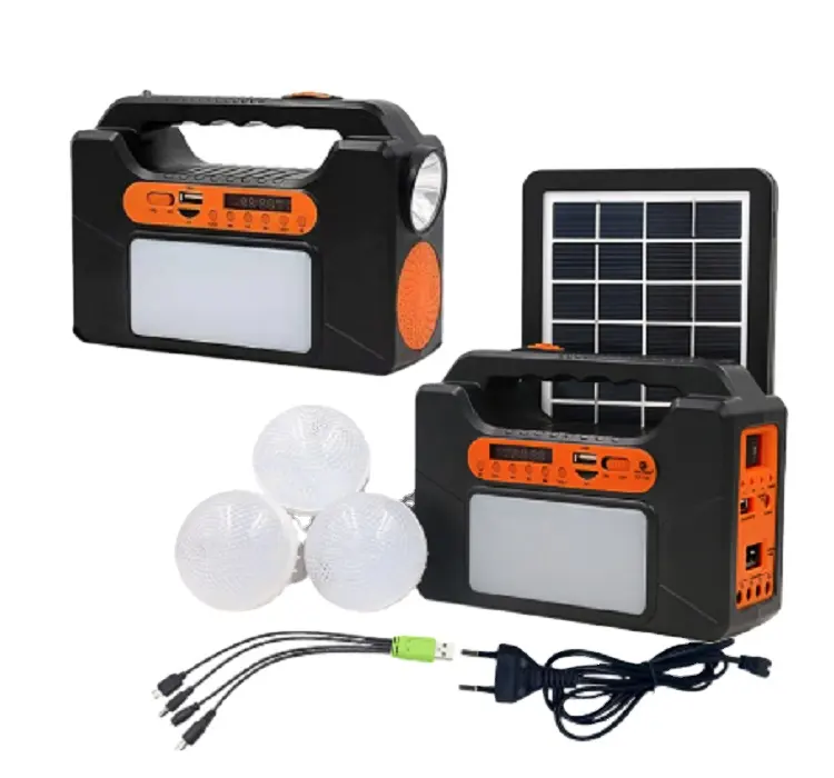 Sistema de energía Solar pequeño para prevención de emergencias, Bombilla de iluminación de emergencia, linterna solar, altavoz de dientes azul USB