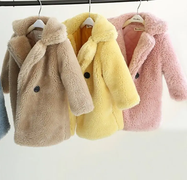 Moda vendite calde cappotto di pelliccia invernale bambini manica lunga giacca calda bambini vestiti spessi per bambini capispalla per ragazze