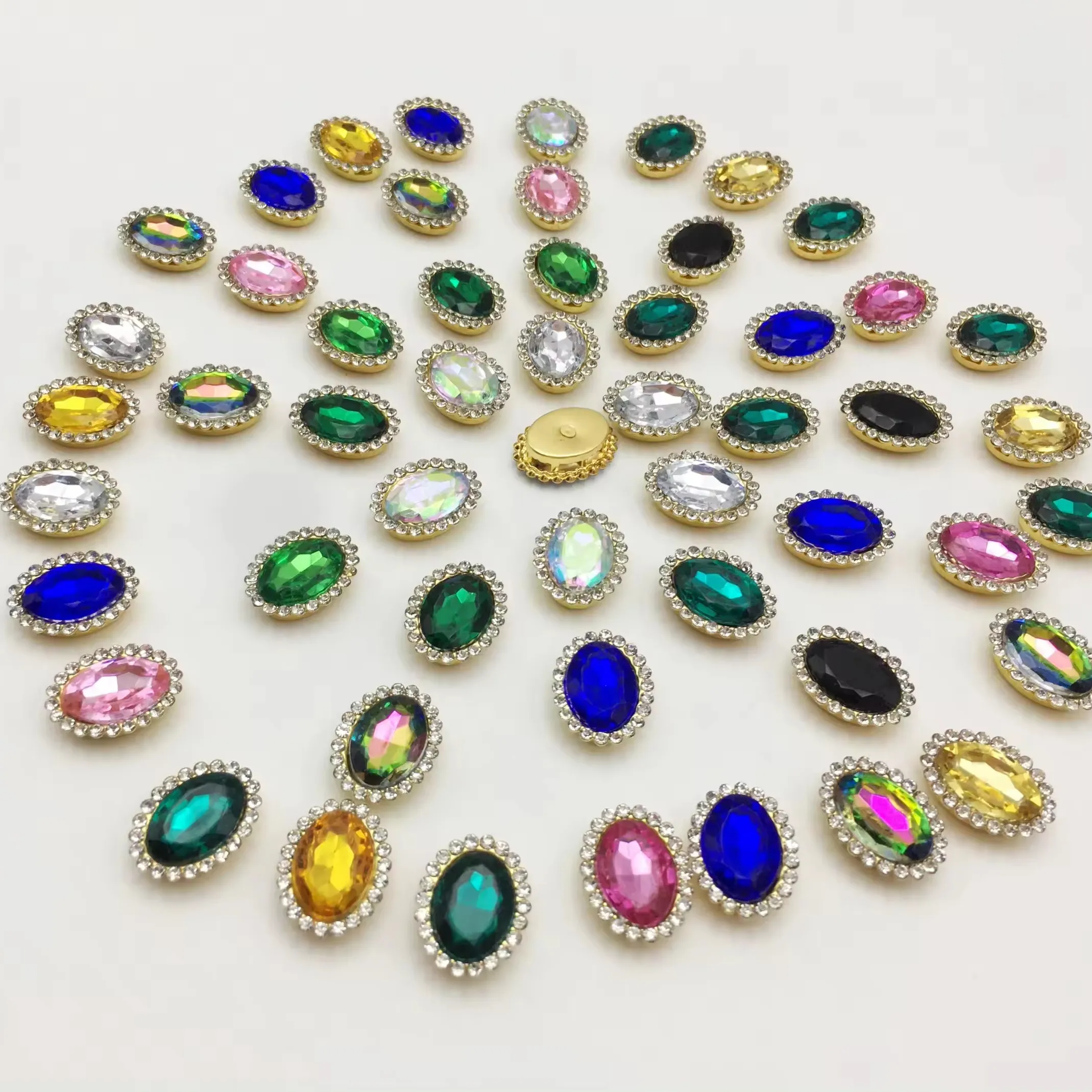 Wholesale 10x14mm Elliptic Crystal Loose Rhinestone Beads Flatback Drop Shape for Shoes Garments Bags-Multiple Colors Available