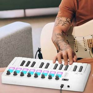 Bán buôn xách tay 25 Key USB midi bàn phím điều khiển với 16 Backlit Pads 8 knobs cho âm nhạc sản xuất mát trắng - Product Image 3