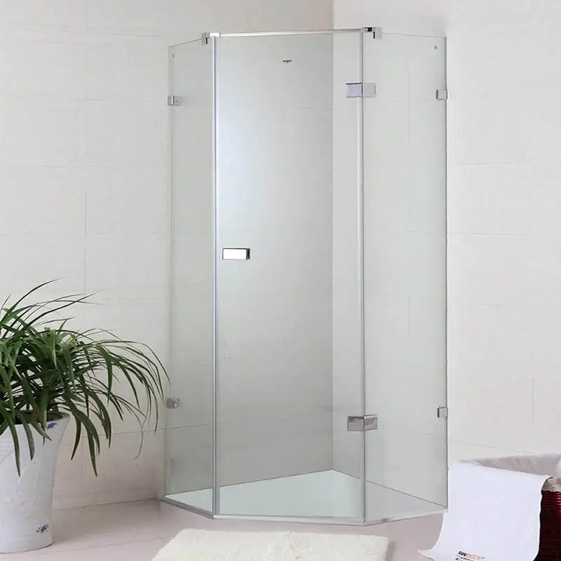 Cabina de ducha pequeña de lujo para baño, panel de puerta de vidrio templado transparente sin marco de acero inoxidable, 5 y 10mm, personalizada