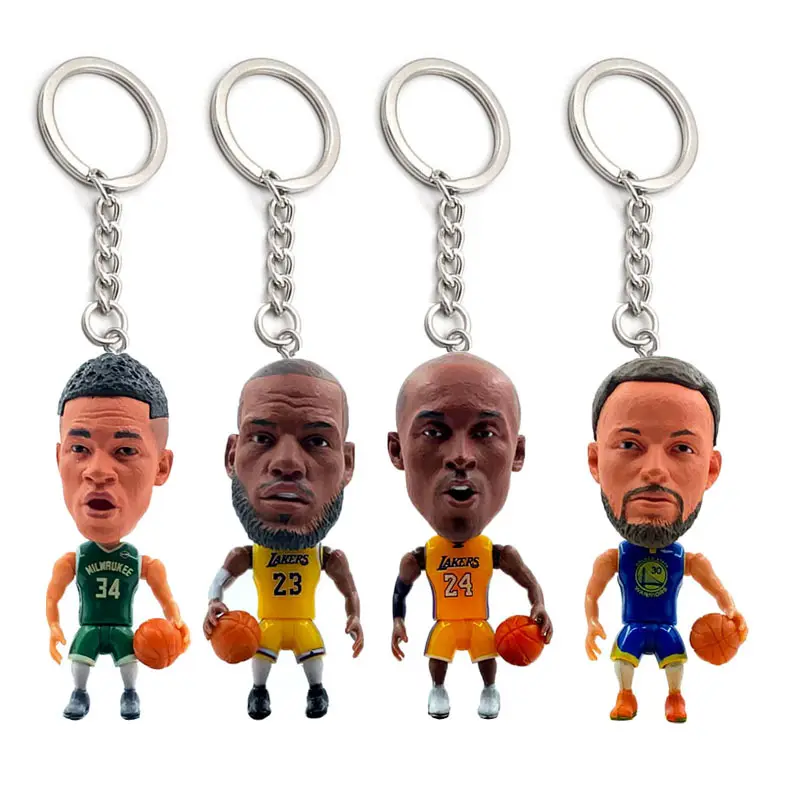 أفضل هدايا لمعجبي كرة السلة لعام 2024 سلسلة مفاتيح حقيبة وسلسلة مفاتيح سيارة على شكل حرف Kobe Bryant وJames Curry Irving للبيع بالجملة