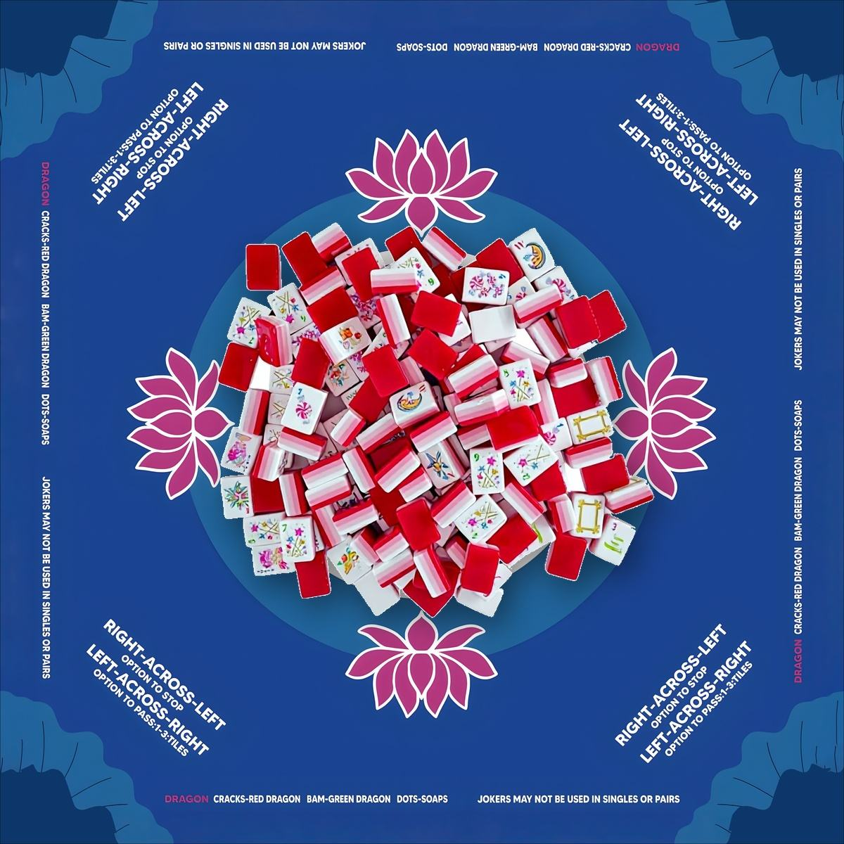 Light Pink Mahjong Tiles and Mat Set 9