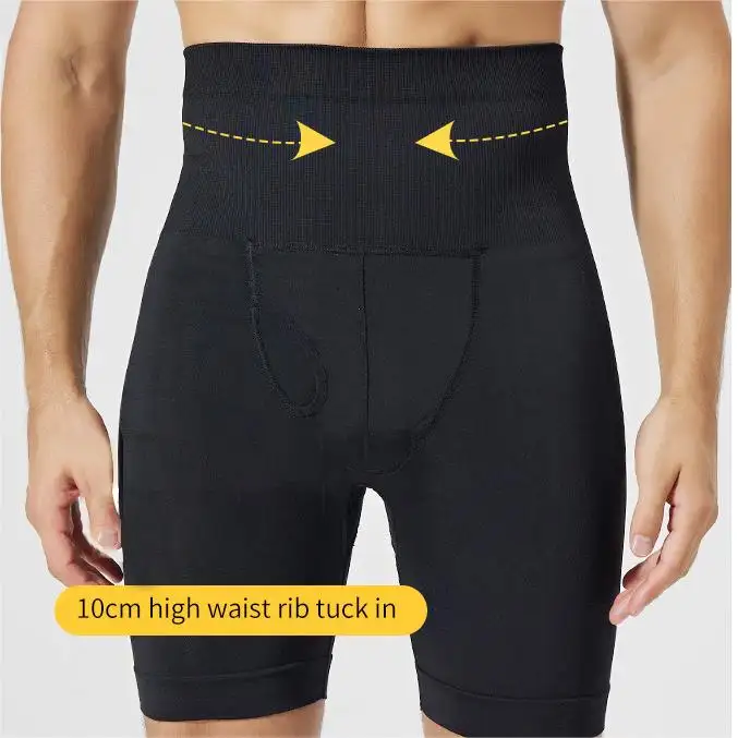 Heren Shorts Zwart Wit Joggingbroek Body Vormgeven Hoge Taille 140d Nylon Heup Lifting Shorts Heren Corset Legging