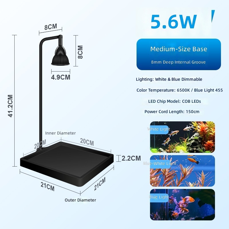 Base mediana de 5.6W con cambio de color blanco-azul.