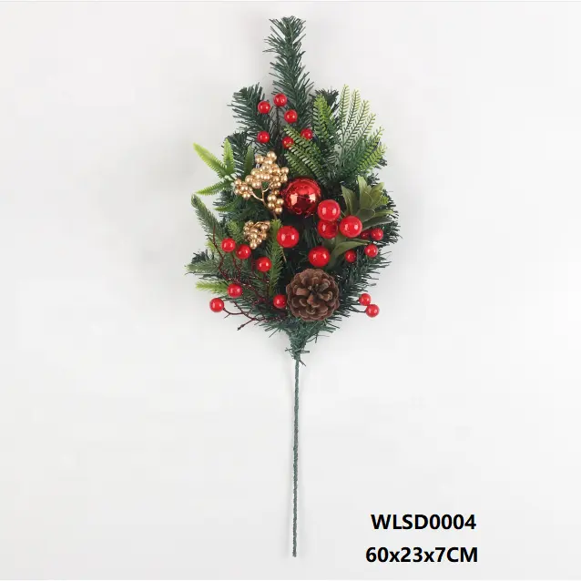 Ramas artificiales de árbol de Navidad decoradas a mano, selección de flores para la decoración del Festival de vacaciones