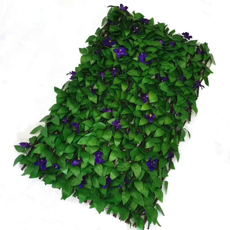 Expanding Artificial PE Material Leaf Screening Willow Trellis with Artificial Leaf Garden ...