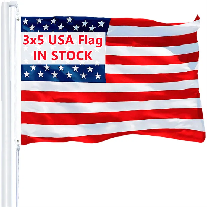 Wholesale custom printing polyester 3x5 ft American flag Double Stitching USA America country flags the Stars and Stripes