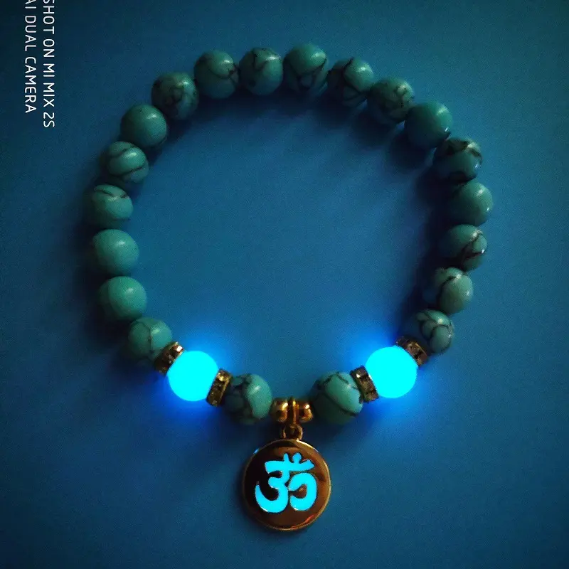 Ebay bracelete luminoso, pulseira com miçangas de sânscrito, com imitação de turquesa