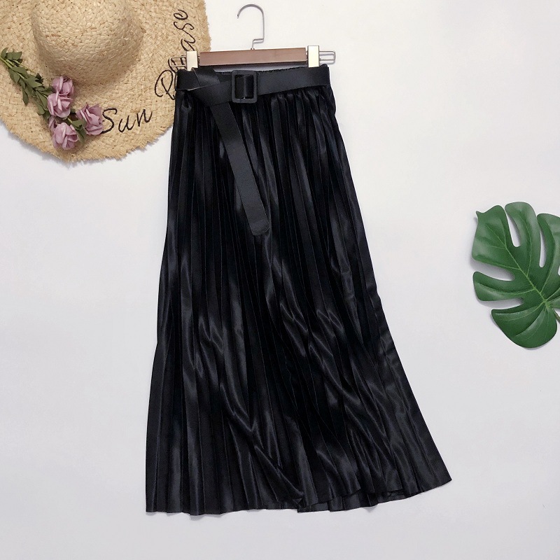 Spring and Summer Women Pleated Skirt With One Size Female Korean Style Women's High Waist Vintage Midi Skirt
