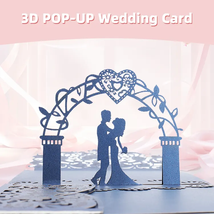 Cartões de convite de casamento em papel Winpsheng, estoque de fábrica, convites de cartão pop-up 3D com impressão a laser, venda imperdível