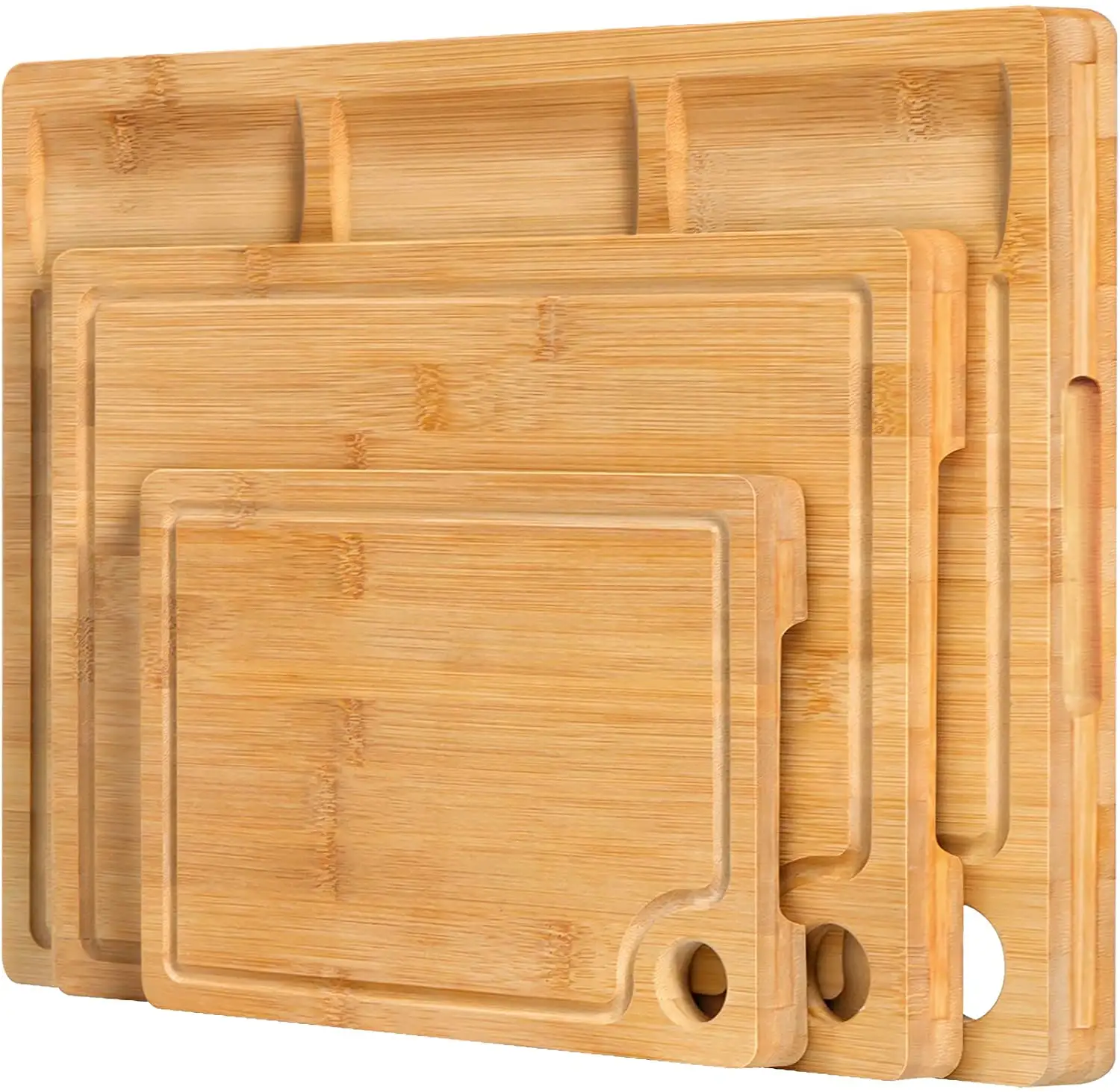 bamboo cutting board for Kitchen Chopping Board with 3 Built-In Compartments and Tray and Wooden Carving Board