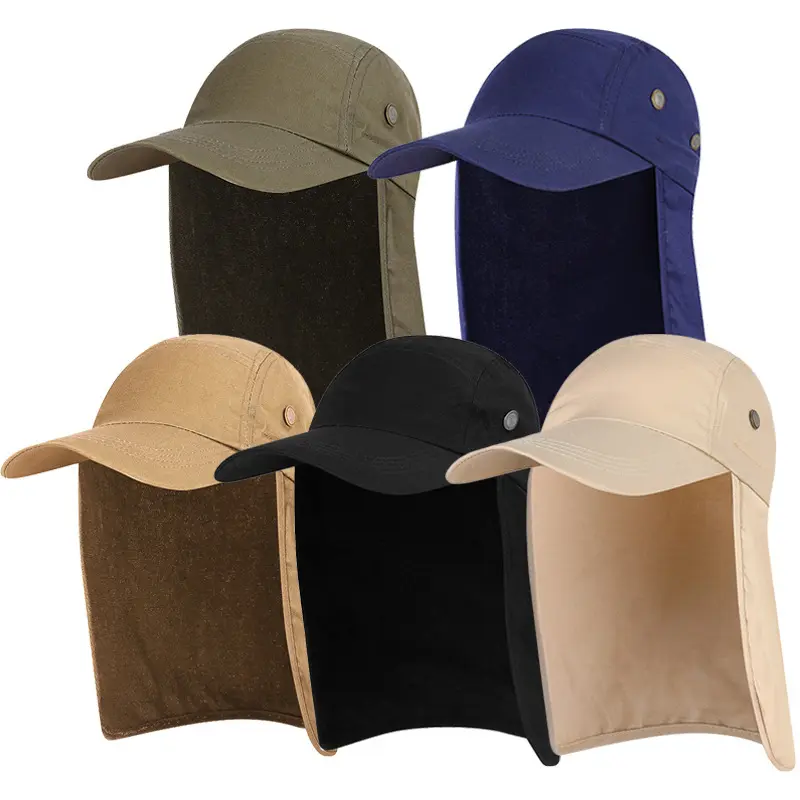 Chapeau de Protection UV UPF 50 + pour hommes, casquette de randonnée Safari avec couvercle de rabat de cou, chapeau de pêcheur d'été