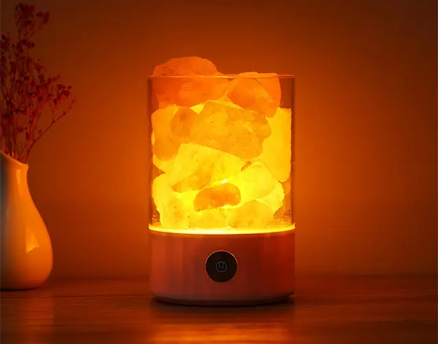 Lámparas de sal del Himalaya, cristal Rosa natural, interruptor de atenuación artesanal, luz nocturna de sal de roca, Usb, lámpara de sal de purificación de aire para oficina