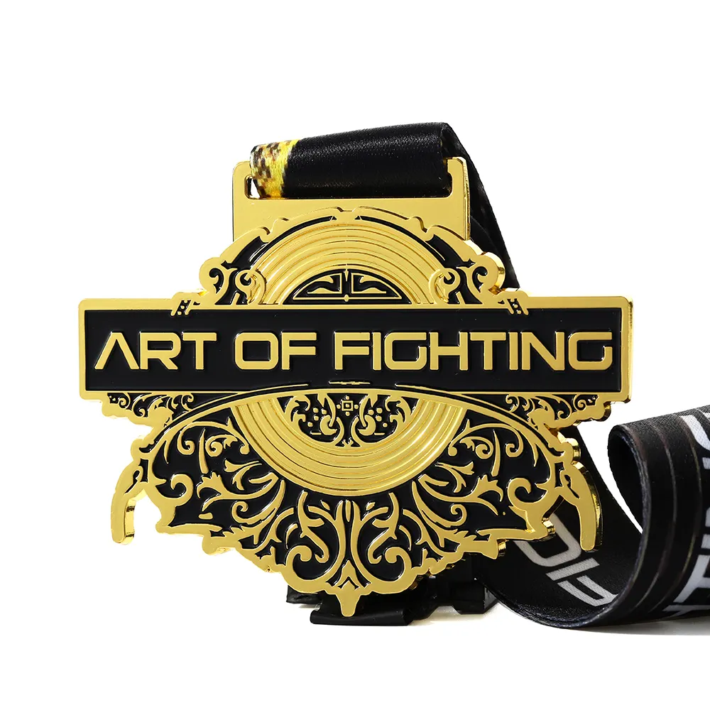 Medaglia da combattimento personalizzata pressofusa del produttore medaglie premio in lega di zinco in metallo 3d medaglie da Wrestling Powerlifting placcate in oro