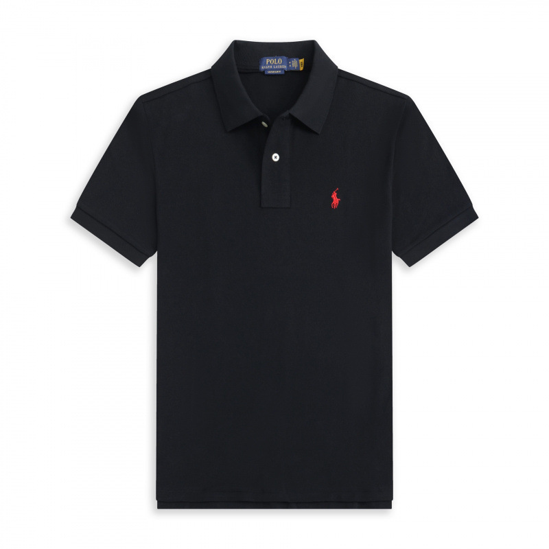 Polo noir étiquette rouge