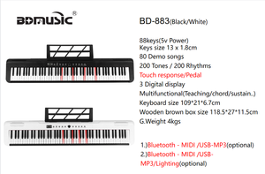 Il mio 883 musicale ha portato Bluetooth 88 tasti organo elettronico musicale grande digitale Midi Piano strumenti per tastiera