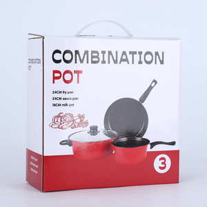 热卖家用厨具3件套定制烹饪底具锅炊具套装不粘铝炊具套装 - Product Image 2