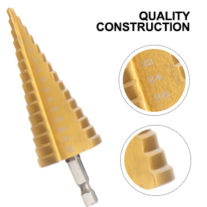 <strong>1</strong>/<strong>4</strong>&quot; Hex Shank HSS Titanium Coated Cone <strong>Hole</strong> Cutter Bit with Automatic Center Punch for Drilling Plate Aluminum Met