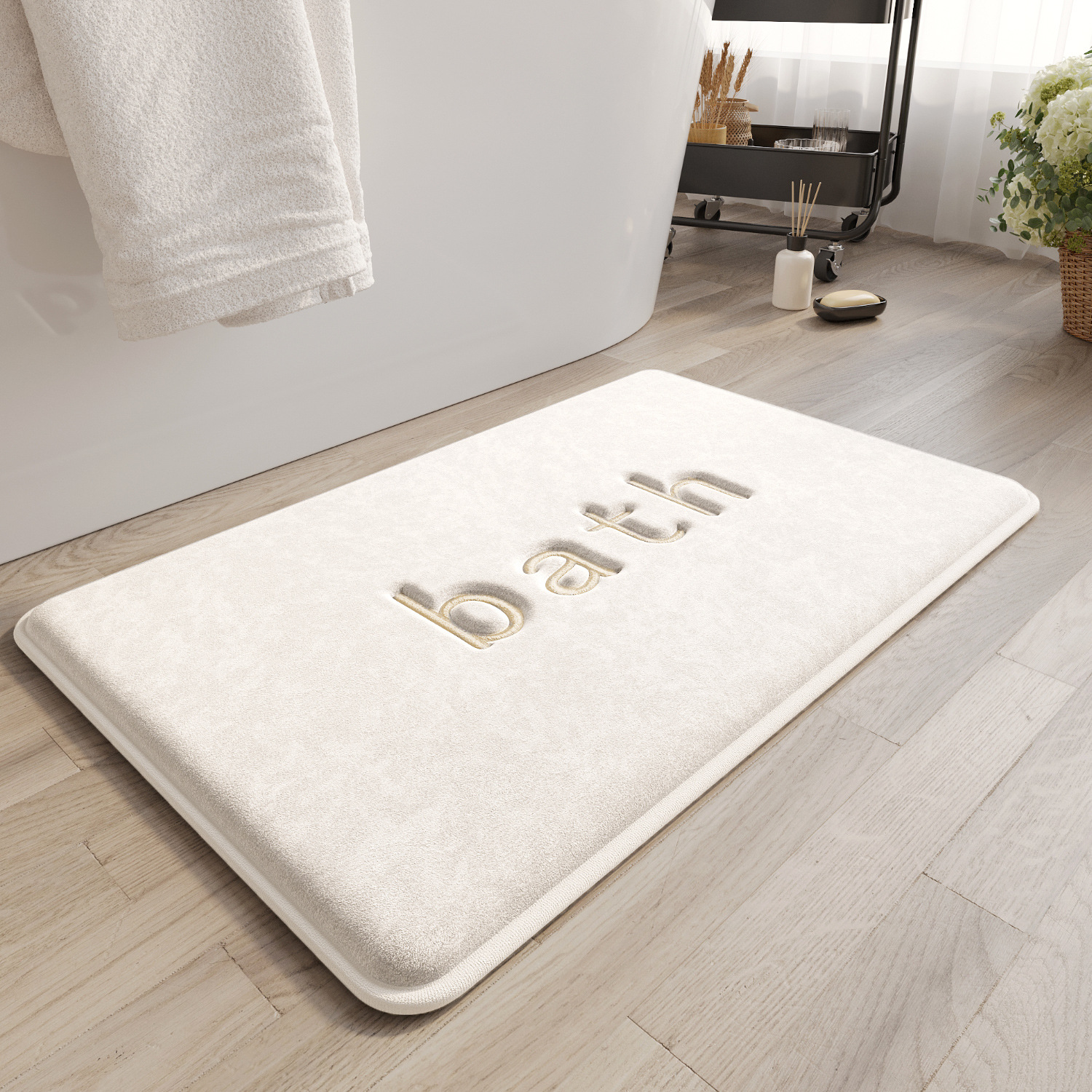 Tapis de salle de bain en mousse à mémoire de forme - Blanc