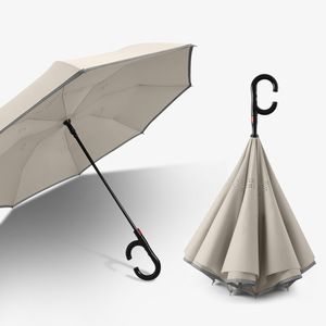 定制Logo C型长柄自动倒车伞双层放大汽车夜间反光广告伞 - Product Image 1