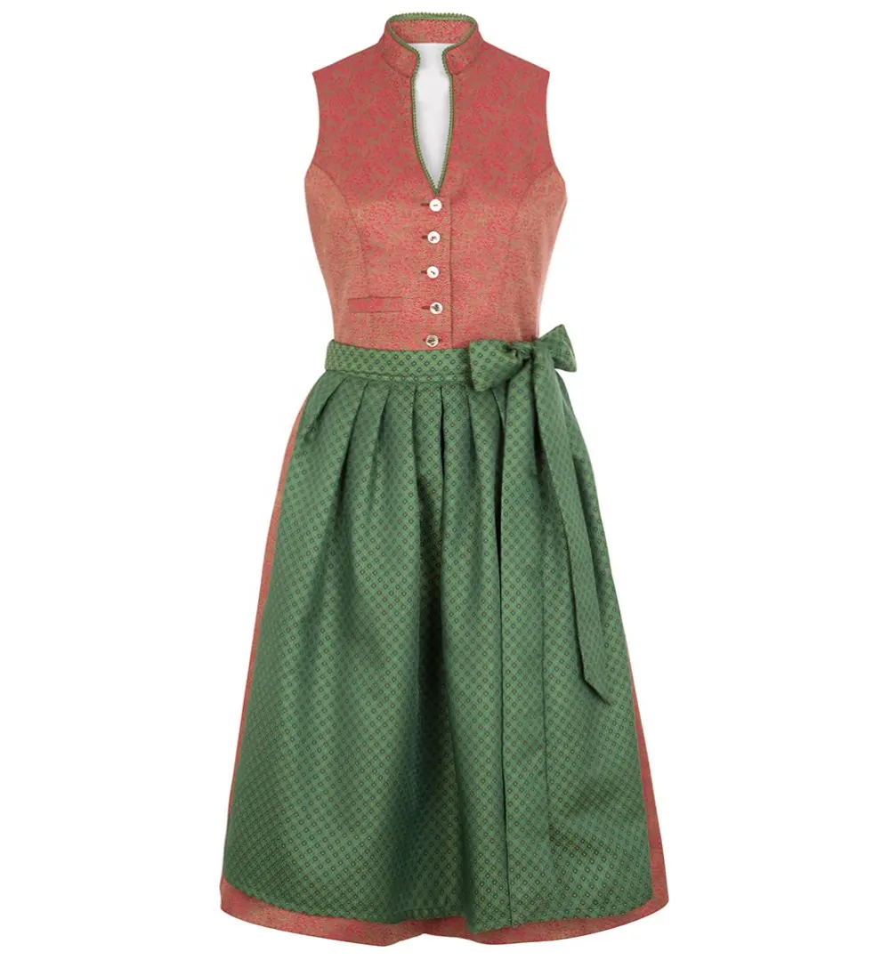 Vestido Dirndl de seda para mujer, traje personalizado con bonito cuello y botones, vestido Dirndl alemán