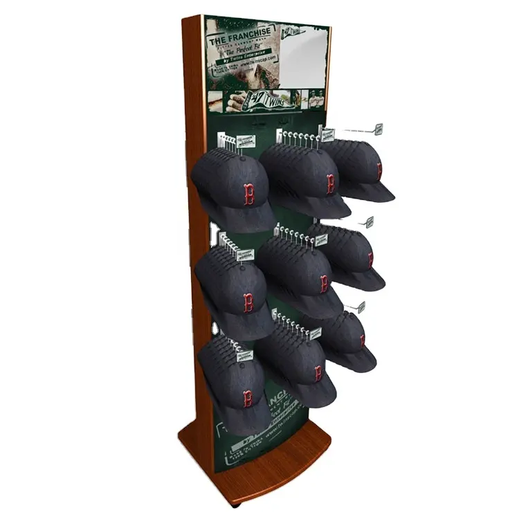 Espositore per cappello in metallo OEM da pavimento utilizzato per le vendite di cappellini e cappellini da baseball