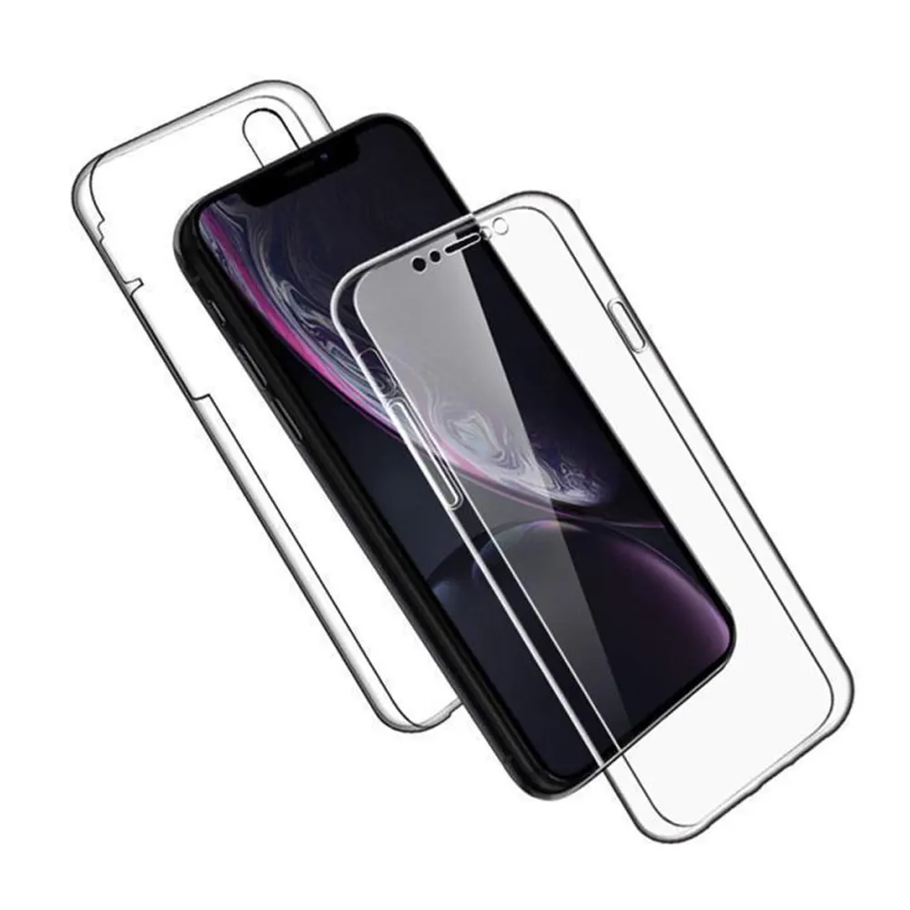 Funda de protección completa a prueba de golpes para iPhone, Protector de pantalla de vidrio templado, transparente, por sublimación, 360