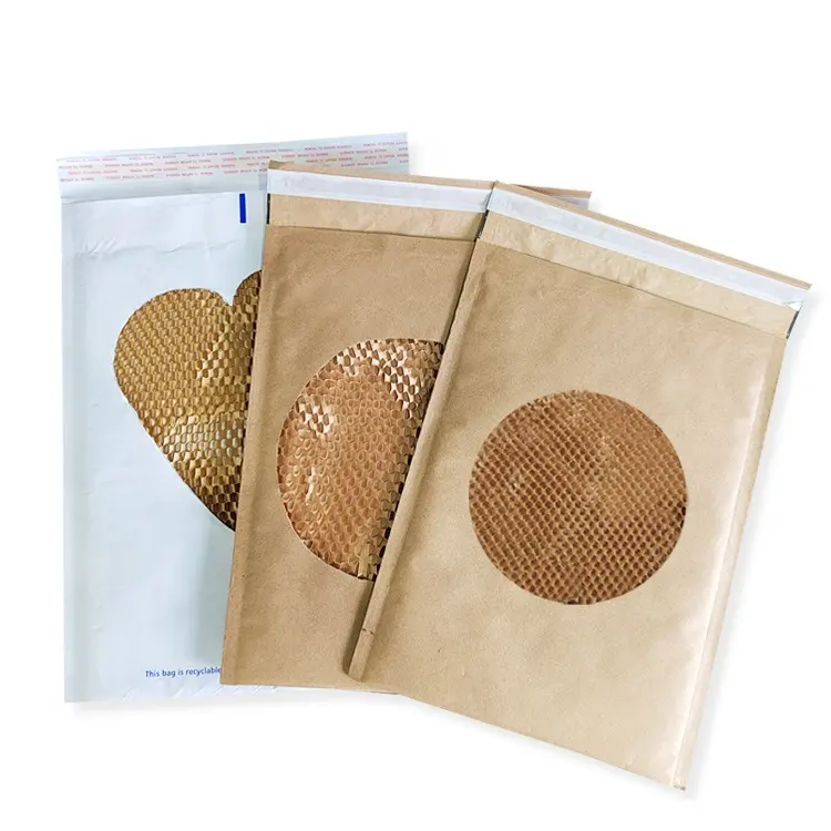 2024 कस्टम इको-फ्रेंडली हनीकॉम्ब क्राफ्ट पेपर मेलर लिफाफे घरेलू और पैक उपयोग के लिए रंगीन क्राफ्ट पेपर पैकेजिंग बैग