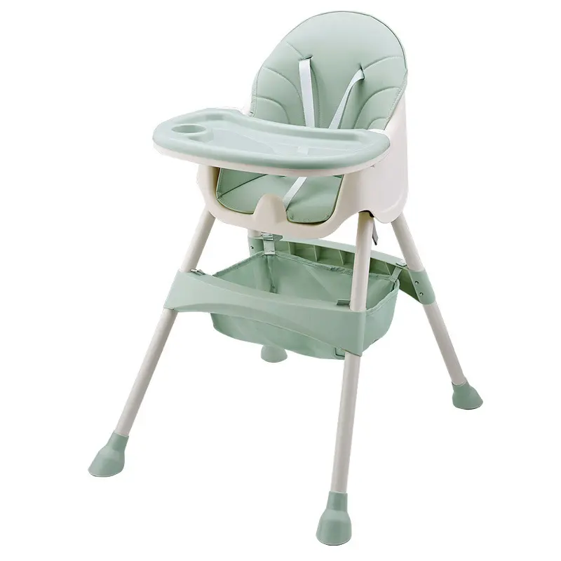 Silla de alimentación alta para bebé, mesa portátil para niños, silla de comedor plegable, altura ajustable, silla de comida multifuncional con cojín, 1 ud.