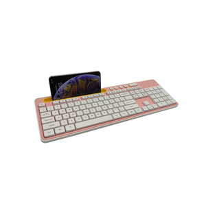 Precio de promoción de fábrica, teclas Multimedia rosas, membrana, teclado inalámbrico de 2,4g, teclado inalámbrico para ordenador