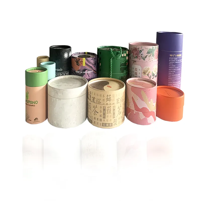 Caja redonda de Kraft de diseño de lujo personalizado, botella cosmética de Perfume ecológica, cajas de embalaje de papel de tubo redondo