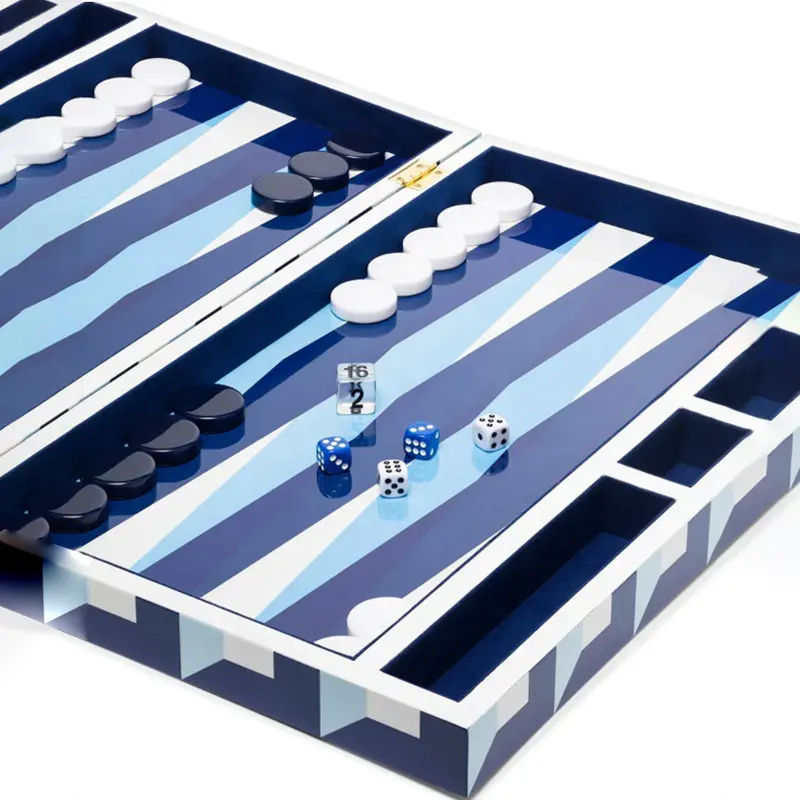 Tablero de backgammon acrílico personalizado al por mayor juego de backgammon Lucite de lujo juego de mesa de viaje con impresión