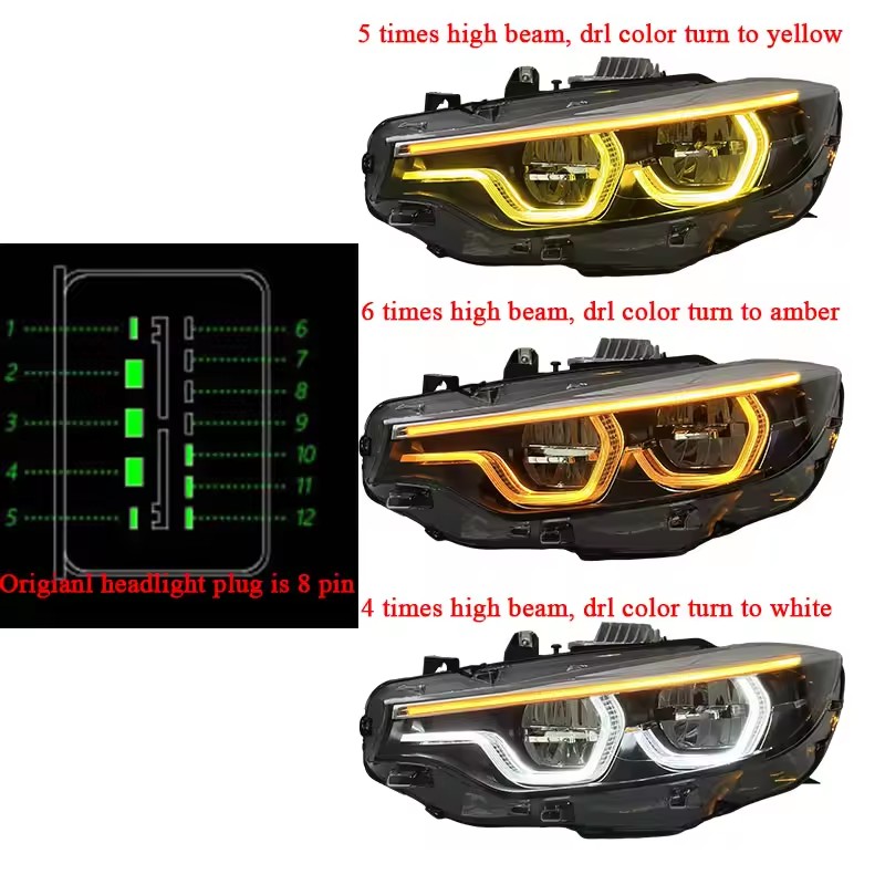 white&yellow&amber drl 8 pin