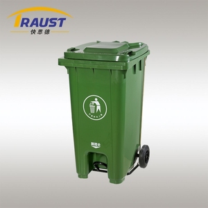 Traust 240L户外塑料废物箱，带踏板轮站立结构PP材料 - Product Image 4