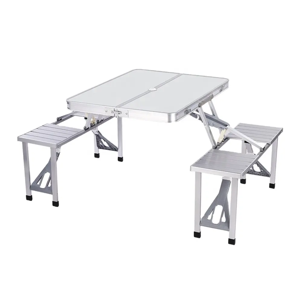 Outdoor Garden furniture wholesale lightweight factory camping aluminum picnic folding table with 4 chairs set can