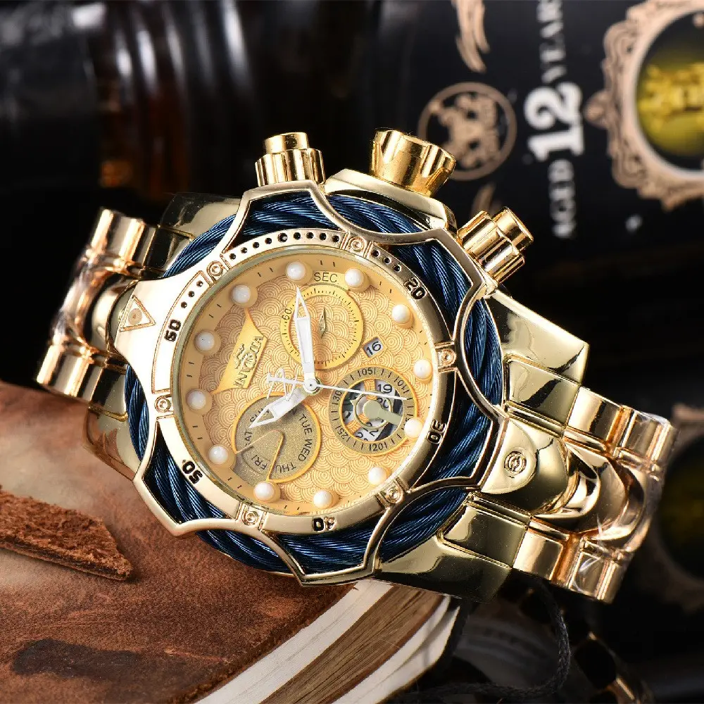 Orologio da uomo INVIC orologio sportivo con cinturino in acciaio con quadrante grande INVic