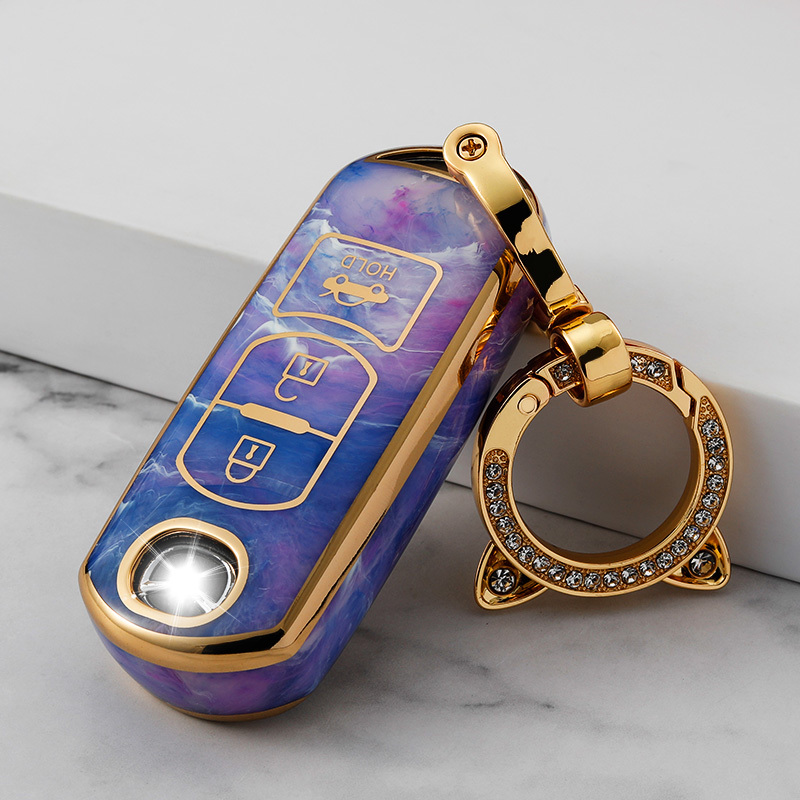 3 Button Purple+Key Ring
