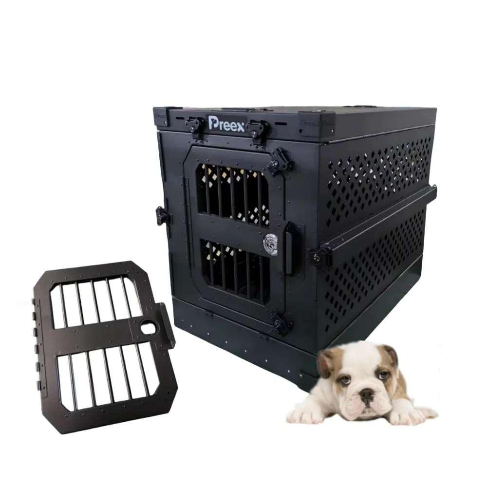 Preex Alumínio robusto Heavy-duty Folding Pet Gaiola empilhável dobrável Dog Kennel Crate