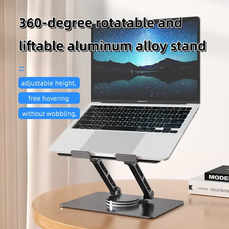 अनुकूलित 360 घूर्णन foldable लैपटॉप स्टैंड एल्यूमीनियम मिश्र धातु ऊंचाई समायोज्य लैपटॉप डेस्कटॉप धारक कार्यालय उपयोग के लिए