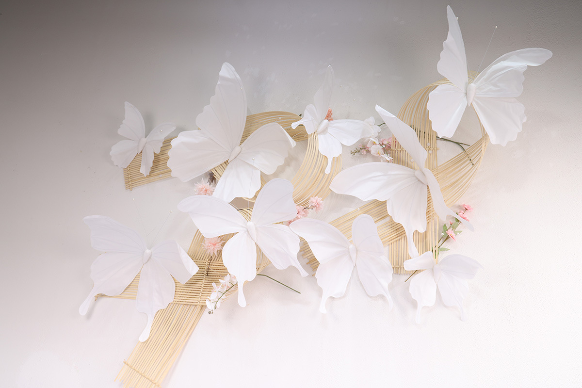 Set di tre pezzi farfalla carta bianca