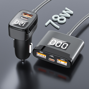 78W USB Cカーチャージャー5マルチポート高速充電アダプターPD QC 3.0タイプCフロントとバックシート用SCP機能付き - Product Image 1
