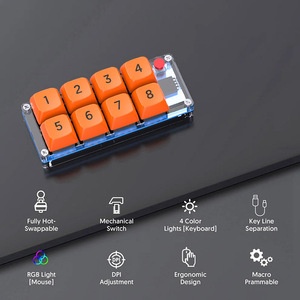 USB-C Wired Mechanical Gaming <strong>Keyboard</strong> 8Keys Mini Keypad 4 Color RGB Light Customize Programmable Macro <strong>Keyboard</strong> <strong>Numeric</strong> Keypad