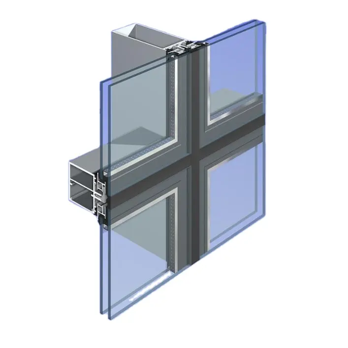 Anti-Uv Vidrieras Decorativas Exterior Edificio Paredes de vidrio Cortina Perfil de aluminio fachada