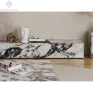 Cao cấp calacatta Viola đá cẩm thạch <span class=keywords><strong>TV</strong></span> giao diện điều khiển treo tường nổi giải trí đơn vị với ngăn kéo <span class=keywords><strong>TV</strong></span> khán đài - Product Image 3
