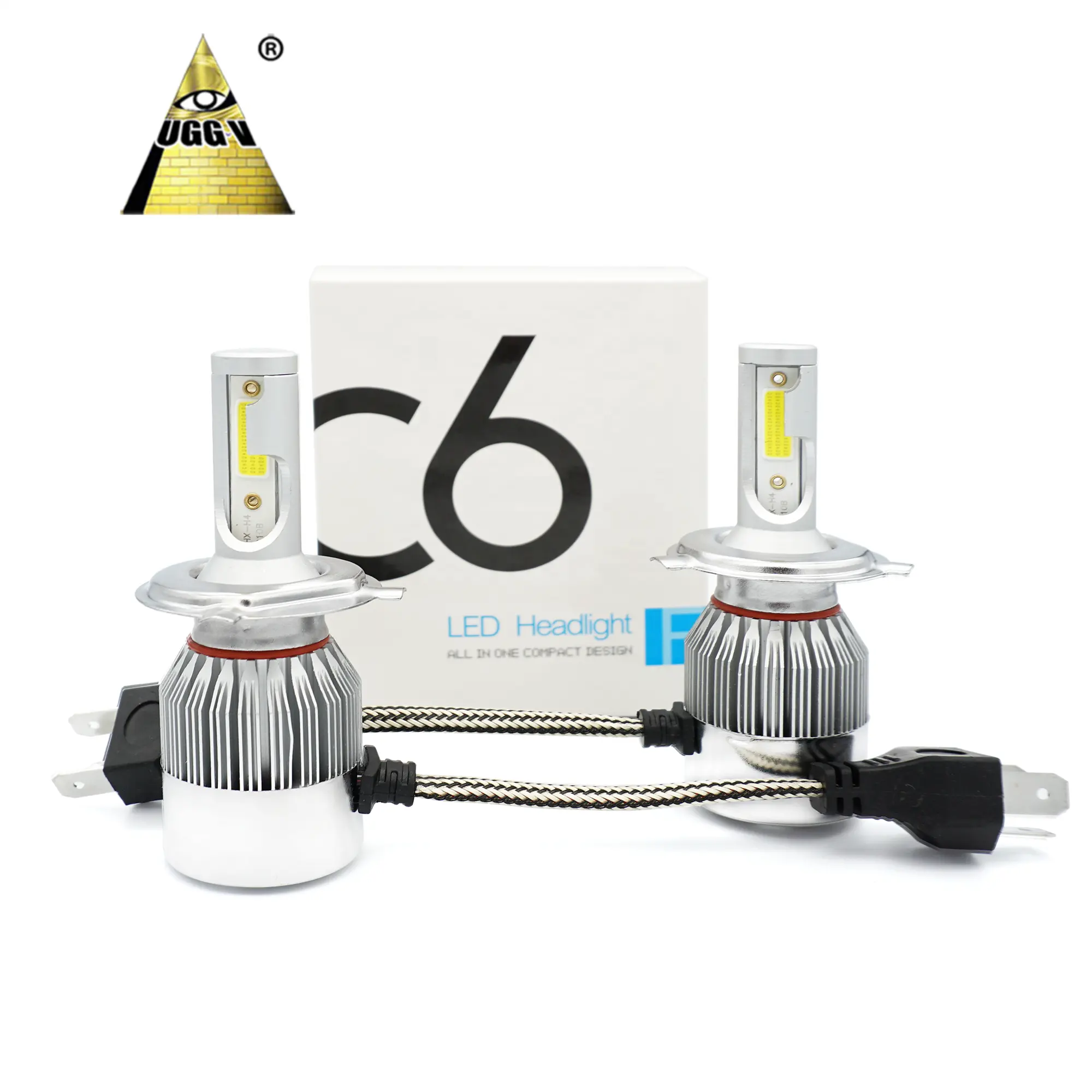 C6 H4 LED ไฟหน้าสําหรับรถยนต์ 72W 6000lm อลูมิเนียม IP65 กันน้ําใหม่สภาพรุ่น H3 H1 H11 H13 สําหรับรถทุกรุ่น