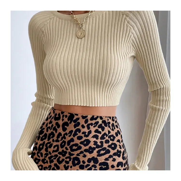 Wear Casual Girl'S Sexy Long Sleeves Knitted Top Womens Sweater Leopard Print Short Skirt Two Piece Dress Set Women