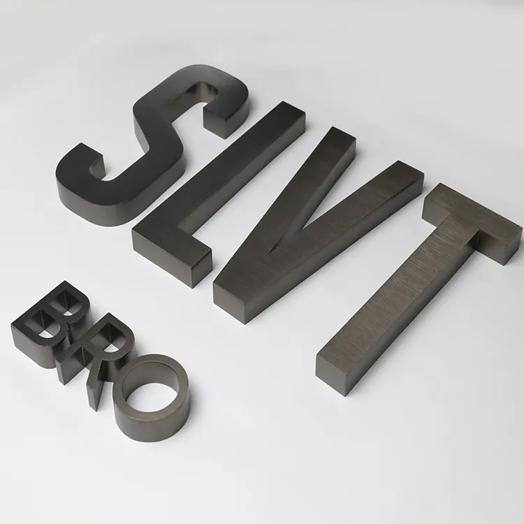 Letras personalizadas do sinal de metal da empresa do aço inoxidável do titânio 3d ao ar livre